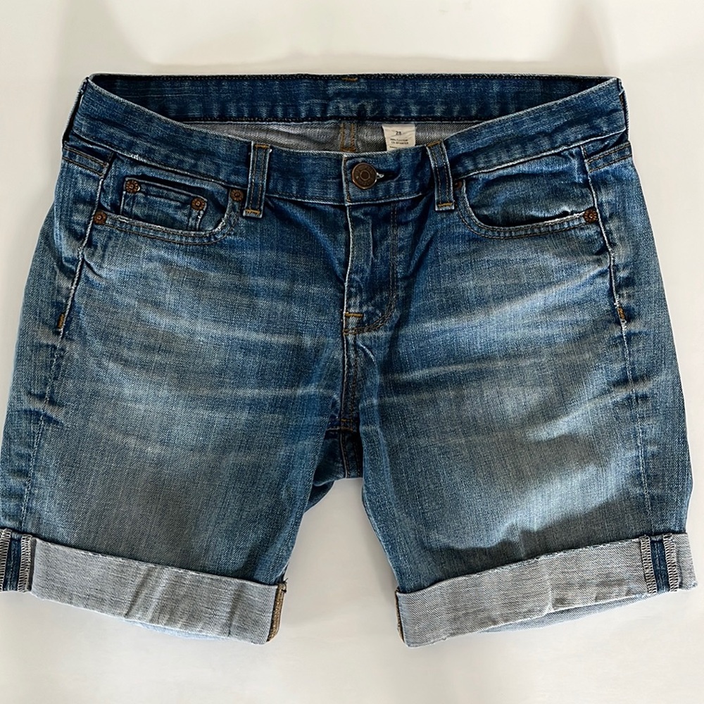 J Crew distressed denim cuffed shorts